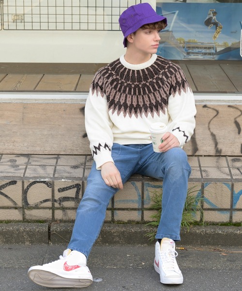 ８(eight)（エイト）の「ノルディック柄ニット（ニット/セーター・メンズ・ホワイト/ブラック/ネイビー/ブラウン/サックスブルー・MEDIUM/LARGE）」の16枚目の写真