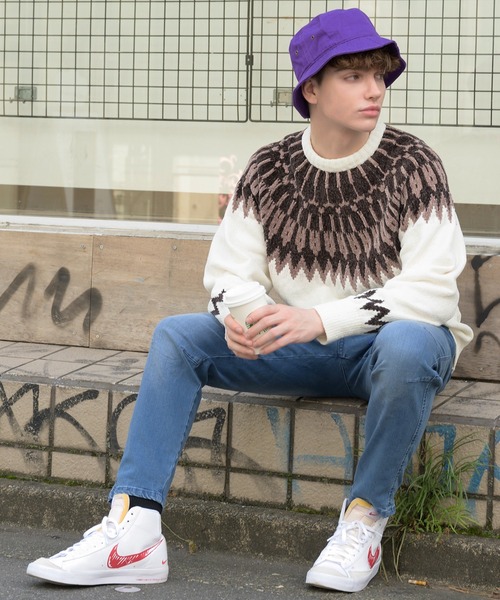 ８(eight)（エイト）の「ノルディック柄ニット（ニット/セーター・メンズ・ホワイト/ブラック/ネイビー/ブラウン/サックスブルー・MEDIUM/LARGE）」の17枚目の写真