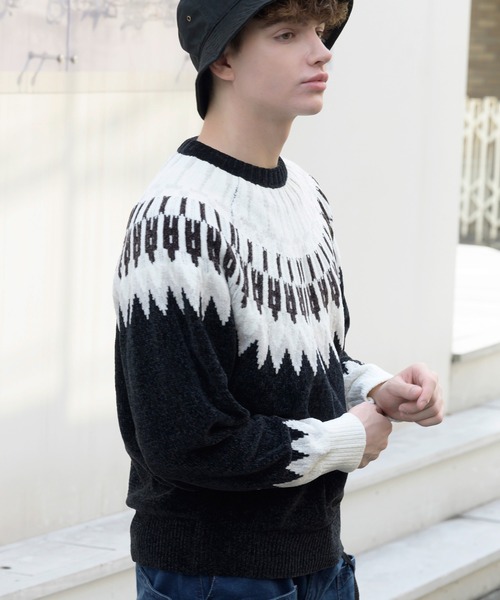 ８(eight)（エイト）の「ノルディック柄ニット（ニット/セーター・メンズ・ホワイト/ブラック/ネイビー/ブラウン/サックスブルー・MEDIUM/LARGE）」の19枚目の写真