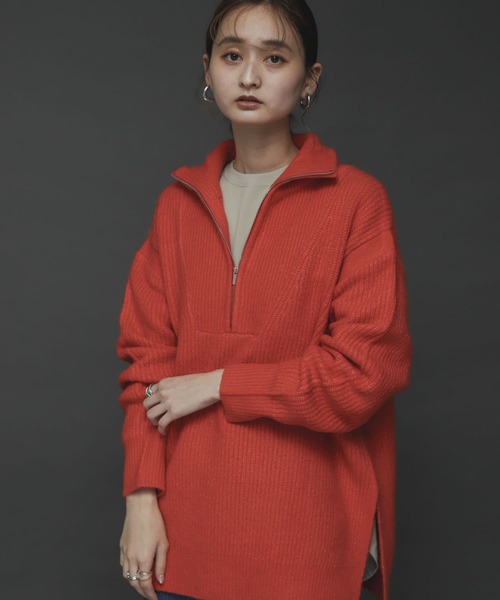 SENSE OF PLACE by URBAN RESEARCH（センスオブプレイスバイアーバンリサーチ）の「ストレッチアルパカハーフZIPセーター（ニット/セーター・レディース・ベージュ/グレー/レッド・ONE）」の20枚目の写真