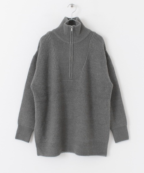 SENSE OF PLACE by URBAN RESEARCH（センスオブプレイスバイアーバンリサーチ）の「ストレッチアルパカハーフZIPセーター（ニット/セーター・レディース・ベージュ/グレー/レッド・ONE）」の9枚目の写真