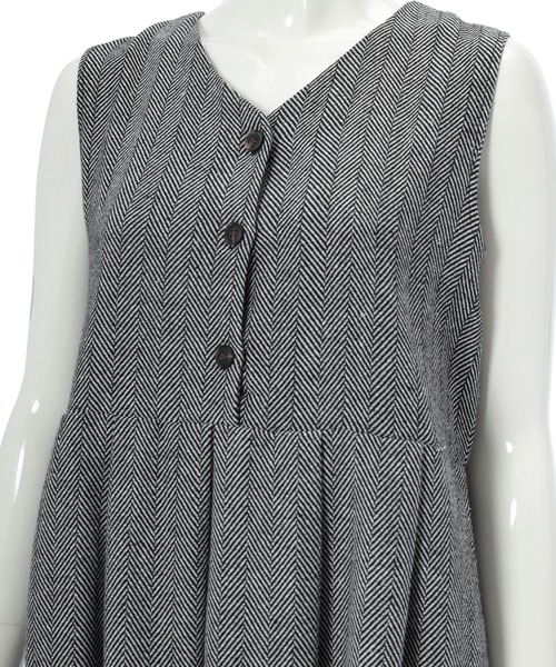 fifth calin（フィフスカラン）の「ヘリンボーンジャンパースカート（ワンピース・レディース・ブラック/ブラウン・MEDIUM）」の7枚目の写真