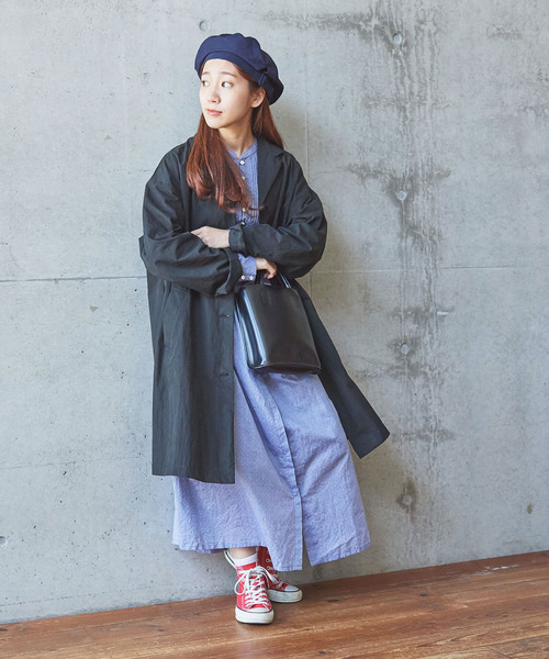 PAR ICI(パーリッシィ)の「ローンシャンブレー小紋柄抜染プリント ピンタックワンピース(シャツワンピース・レディース・ブラック/サックスブルー・FREE)」の19枚目の写真