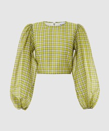 Organza Wide Sleeves Fitted Blouse