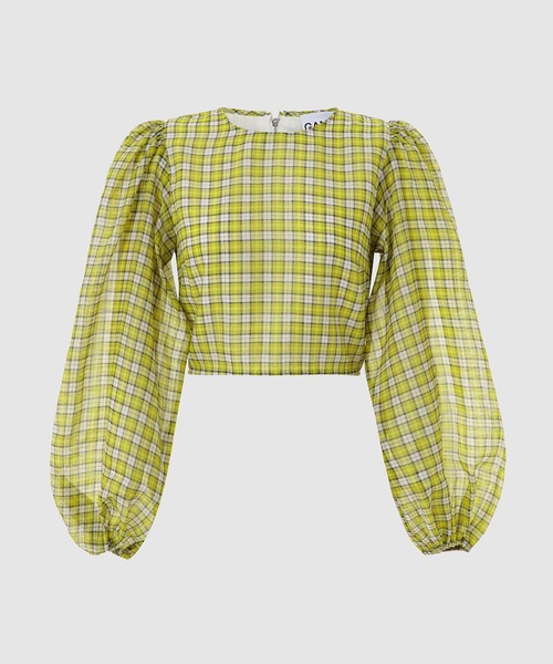 ブラウス シャツ GANNI/ガニー Cotton Poplin V-neck Ruffle Blouse / F8635 / コットンポプリン Vネ GANNI ブラウス シャツ GANNI/ガニー Cotton Poplin V-neck