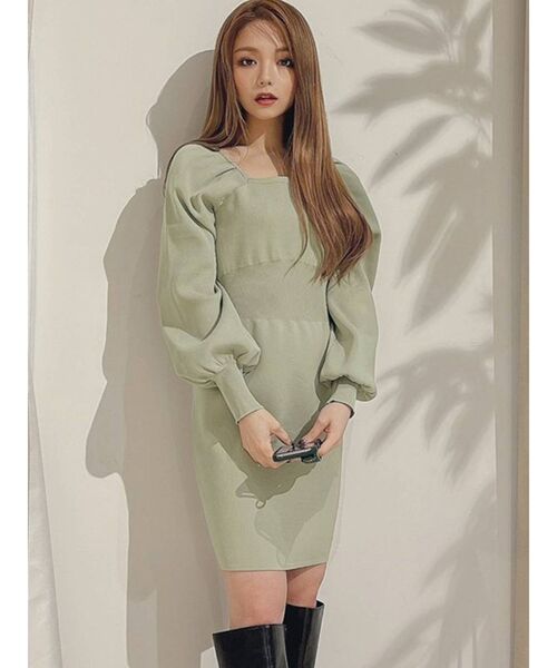 RESEXXY（リゼクシー）の「スクエアネックミニワンピース（ワンピース・レディース・ブラック/グレー/ピンク/ミント・FREE）」の3枚目の写真