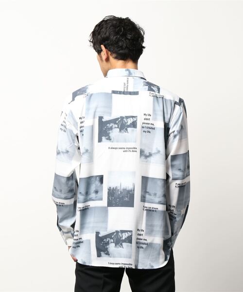 UNION STATION（ユニオンステーション）の「ジョーゼットマテリアル メモリアルフォトプリントレギュラーカラーシャツ（シャツ/ブラウス・メンズ・ホワイト/ブラック・LL/M/L）」の3枚目の写真