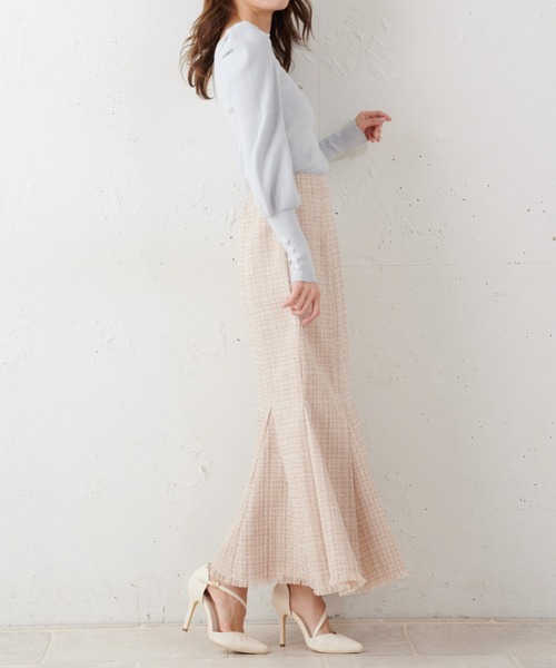 MIIA（ミーア）の「ツイードマーメイドスカート（スカート・レディース・ベージュ/オフホワイト/グリーン・FREE）」の8枚目の写真