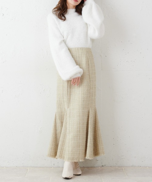 MIIA（ミーア）の「ツイードマーメイドスカート（スカート・レディース・ベージュ/オフホワイト/グリーン・FREE）」の11枚目の写真