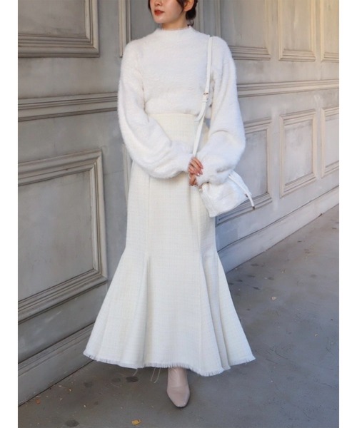 MIIA（ミーア）の「ツイードマーメイドスカート（スカート・レディース・ベージュ/オフホワイト/グリーン・FREE）」の21枚目の写真