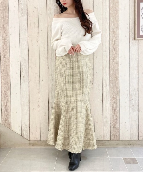 MIIA（ミーア）の「ツイードマーメイドスカート（スカート・レディース・ベージュ/オフホワイト/グリーン・FREE）」の17枚目の写真