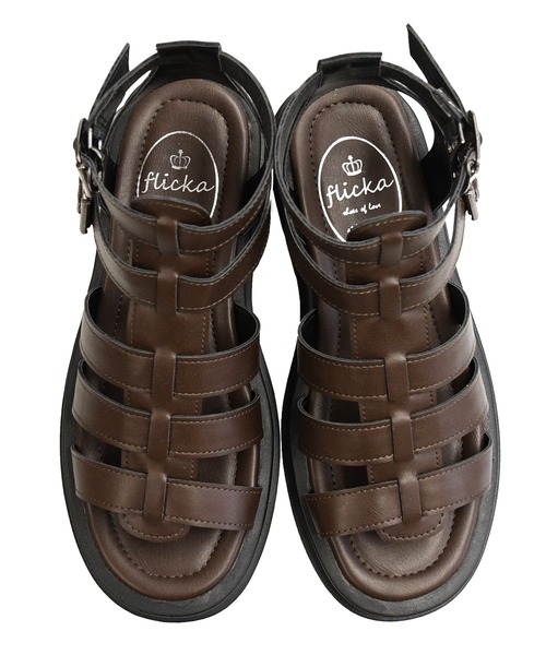 NOFALL（ノーフォール）の「厚底トラックソールグラディエーターサンダル（サンダル・レディース・ホワイト/ダークブラウン/ブラック・LL/3L/SS/S/M/L）」の4枚目の写真