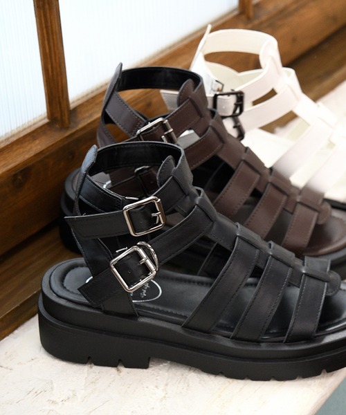 NOFALL（ノーフォール）の「厚底トラックソールグラディエーターサンダル（サンダル・レディース・ホワイト/ダークブラウン/ブラック・LL/3L/SS/S/M/L）」の21枚目の写真