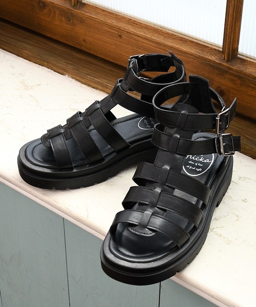 NOFALL（ノーフォール）の「厚底トラックソールグラディエーターサンダル（サンダル・レディース・ホワイト/ダークブラウン/ブラック・LL/3L/SS/S/M/L）」の17枚目の写真