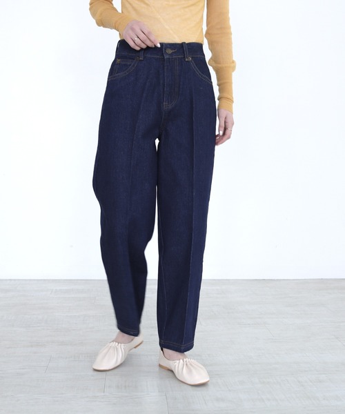 CLEIO（クレイオ）の「【CLEIO】ワイドテーパードパンツ（デニムパンツ・レディース・ネイビー/ブルー・S/M）」の7枚目の写真