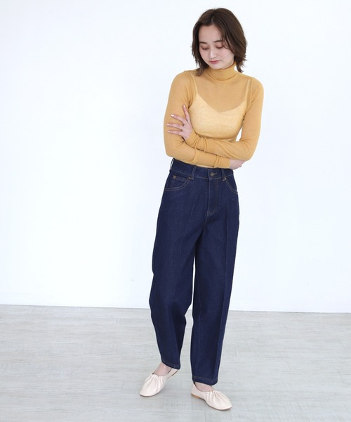 CLEIO（クレイオ）の「【CLEIO】ワイドテーパードパンツ（デニムパンツ・レディース・ネイビー/ブルー・S/M）」の5枚目の写真