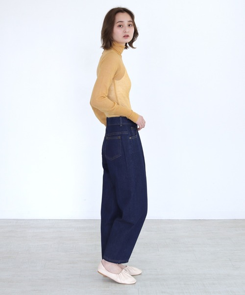 CLEIO（クレイオ）の「【CLEIO】ワイドテーパードパンツ（デニムパンツ・レディース・ネイビー/ブルー・S/M）」の4枚目の写真