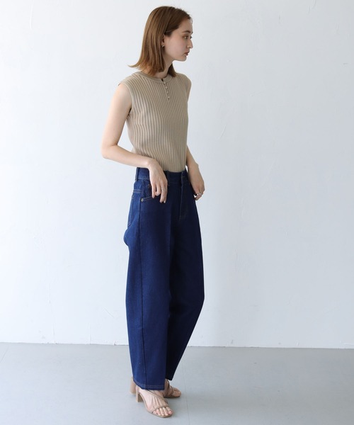 CLEIO（クレイオ）の「【CLEIO】ワイドテーパードパンツ（デニムパンツ・レディース・ネイビー/ブルー・S/M）」の20枚目の写真