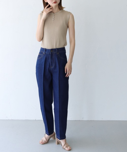 CLEIO（クレイオ）の「【CLEIO】ワイドテーパードパンツ（デニムパンツ・レディース・ネイビー/ブルー・S/M）」の19枚目の写真