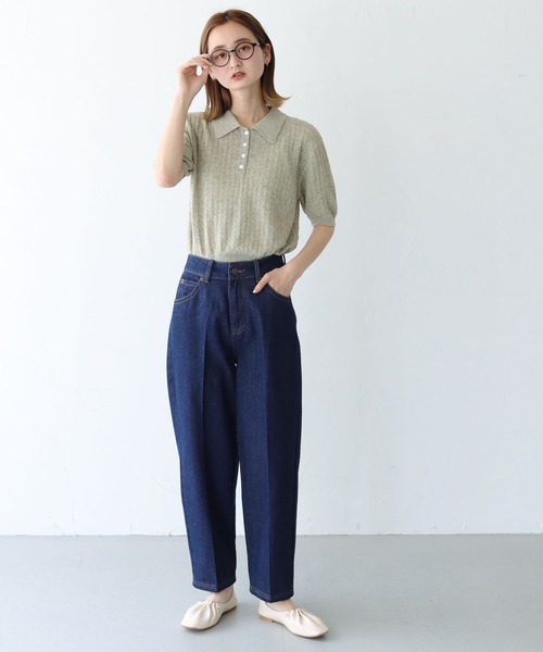 CLEIO（クレイオ）の「【CLEIO】ワイドテーパードパンツ（デニムパンツ・レディース・ネイビー/ブルー・S/M）」の11枚目の写真