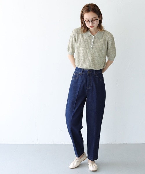 CLEIO（クレイオ）の「【CLEIO】ワイドテーパードパンツ（デニムパンツ・レディース・ネイビー/ブルー・S/M）」の12枚目の写真