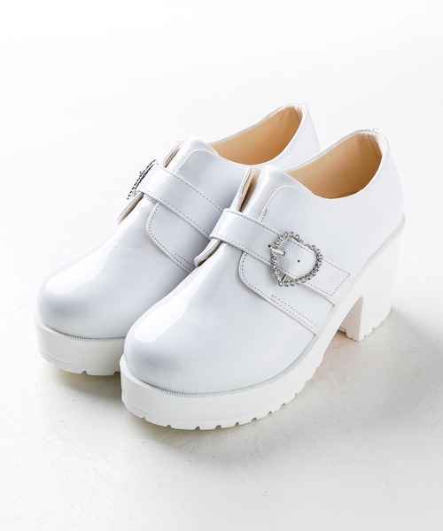 attagirl(アタガール)の「厚底ハートリングベルトブーティー(ドレスシューズ・レディース・ホワイト系その他/ブラック系その他・S/M/L/LL/3L)」の6枚目の写真