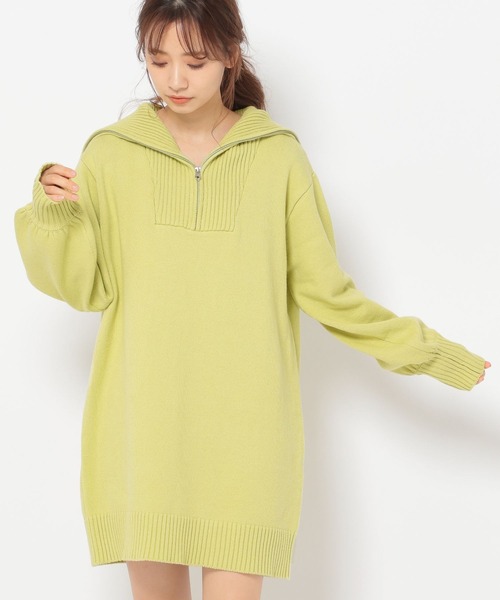 mysty woman(ミスティウーマン)の「ハーフジップミニワンピ 271587(ワンピース・レディース・ブラック/イエロー/アイボリー・FREE)」の3枚目の写真