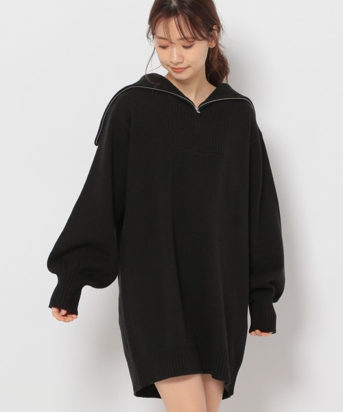 mysty woman(ミスティウーマン)の「ハーフジップミニワンピ 271587(ワンピース・レディース・ブラック/イエロー/アイボリー・FREE)」の2枚目の写真