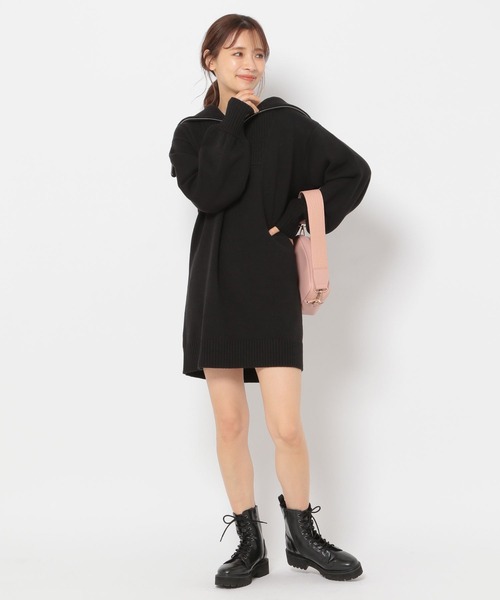 mysty woman(ミスティウーマン)の「ハーフジップミニワンピ 271587(ワンピース・レディース・ブラック/イエロー/アイボリー・FREE)」の13枚目の写真