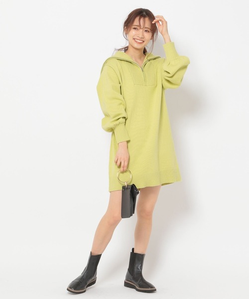 mysty woman(ミスティウーマン)の「ハーフジップミニワンピ 271587(ワンピース・レディース・ブラック/イエロー/アイボリー・FREE)」の15枚目の写真