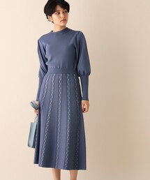 OPAQUE.CLIP | 配色ジャガードニットワンピース(ワンピース)