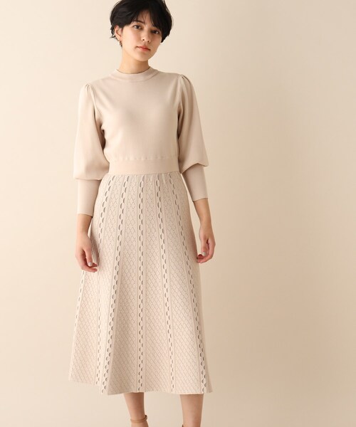 OPAQUE.CLIP（オペークドットクリップ）の「◆配色ジャカードニットワンピース（ワンピース・レディース・パープル/オフホワイト/ブルー・38）」の4枚目の写真