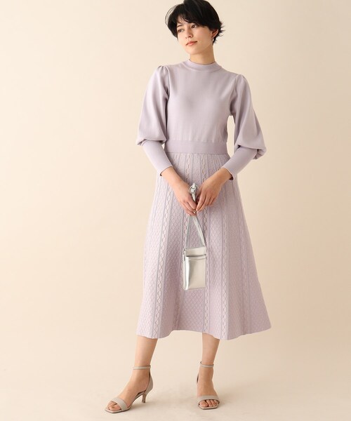 OPAQUE.CLIP（オペークドットクリップ）の「◆配色ジャカードニットワンピース（ワンピース・レディース・パープル/オフホワイト/ブルー・38）」の11枚目の写真