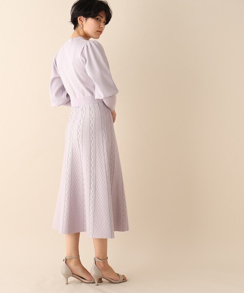 OPAQUE.CLIP（オペークドットクリップ）の「◆配色ジャカードニットワンピース（ワンピース・レディース・パープル/オフホワイト/ブルー・38）」の12枚目の写真