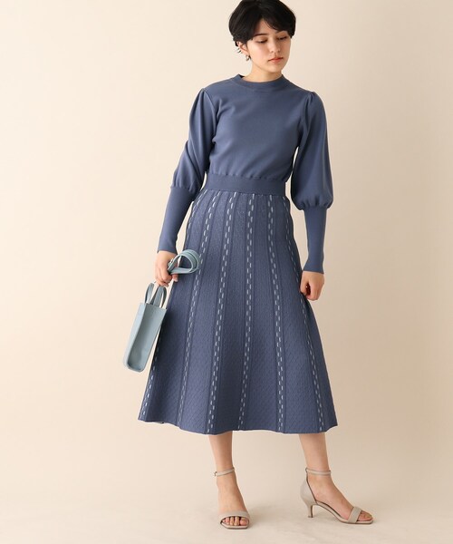 OPAQUE.CLIP（オペークドットクリップ）の「◆配色ジャカードニットワンピース（ワンピース・レディース・パープル/オフホワイト/ブルー・38）」の14枚目の写真