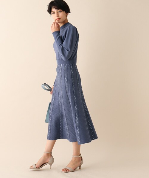 OPAQUE.CLIP（オペークドットクリップ）の「◆配色ジャカードニットワンピース（ワンピース・レディース・パープル/オフホワイト/ブルー・38）」の15枚目の写真