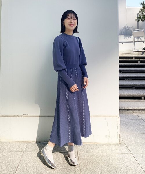 OPAQUE.CLIP（オペークドットクリップ）の「◆配色ジャカードニットワンピース（ワンピース・レディース・パープル/オフホワイト/ブルー・38）」の19枚目の写真