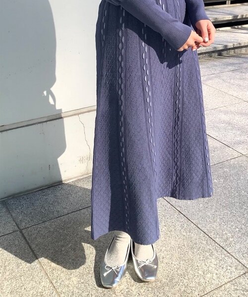 OPAQUE.CLIP（オペークドットクリップ）の「◆配色ジャカードニットワンピース（ワンピース・レディース・パープル/オフホワイト/ブルー・38）」の21枚目の写真