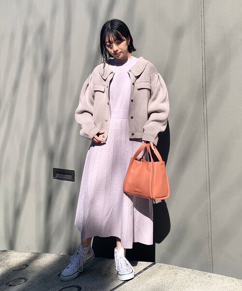 OPAQUE.CLIP（オペークドットクリップ）の「◆配色ジャカードニットワンピース（ワンピース・レディース・パープル/オフホワイト/ブルー・38）」の22枚目の写真