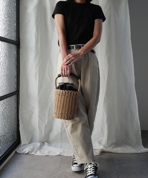 CURI BISCUI（キュリ　ビスキュイ）の「スタッズデザイン カゴバッグ（トートバッグ・レディース・ブラウン/グレー/ベージュ×ブラック・FREE）」の14枚目の写真