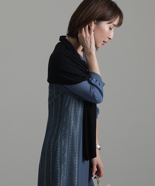 PourVous（プールヴー）の「ニットショール（ストール/ショール・レディース・ライトグレー/ブラック/ベージュ/ピンク・FREE）」の8枚目の写真