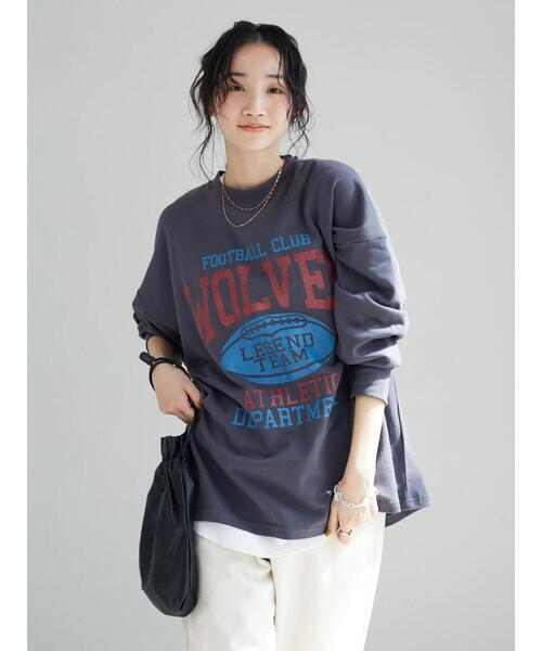 SEVENDAYS=SUNDAY（セブンデイズサンデイ）の「ミニ裏毛カレッジプルオーバー　＊◆（スウェット・レディース・チャコールグレー/ネイビー/グリーン/アイボリー・M/L）」の15枚目の写真