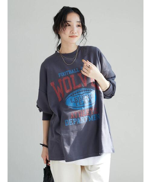 SEVENDAYS=SUNDAY（セブンデイズサンデイ）の「ミニ裏毛カレッジプルオーバー　＊◆（スウェット・レディース・チャコールグレー/ネイビー/グリーン/アイボリー・M/L）」の16枚目の写真