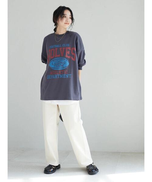 SEVENDAYS=SUNDAY（セブンデイズサンデイ）の「ミニ裏毛カレッジプルオーバー　＊◆（スウェット・レディース・チャコールグレー/ネイビー/グリーン/アイボリー・M/L）」の17枚目の写真