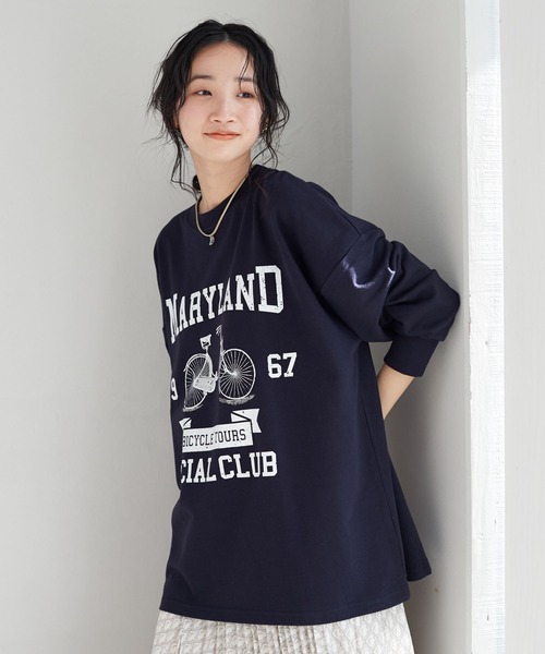 SEVENDAYS=SUNDAY（セブンデイズサンデイ）の「ミニ裏毛カレッジプルオーバー　＊◆（スウェット・レディース・チャコールグレー/ネイビー/グリーン/アイボリー・M/L）」の4枚目の写真