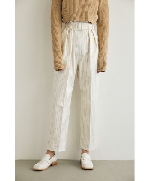 M_（エムアンダーバー）の「【M_】STRIPE BELTED パンツ（その他パンツ・レディース・ホワイト系その他/ブラウン/ライトピンク・1/2）」の5枚目の写真