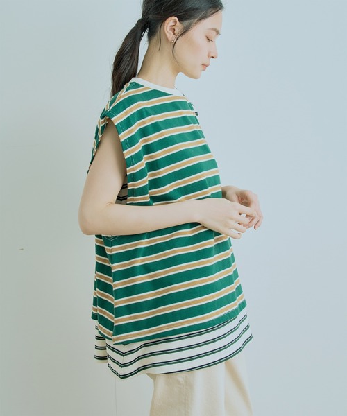 「KHA:KI / カーキ」ボーダースウィッチロングトップス'BORDER SWITCH LONG TOP' 「KHA:KI / カーキ」ボーダースウィッチロングトップス'BORDER SWITCH LONG TOP'