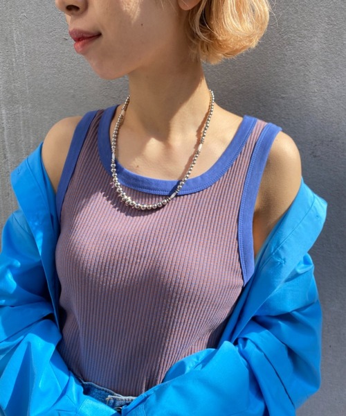 CIAOPANIC（チャオパニック）の「【新色追加】リブボーダータンク（タンクトップ・レディース・キャメル/ピンク/ボルドー/グリーン/イエロー・FREE）」の10枚目の写真