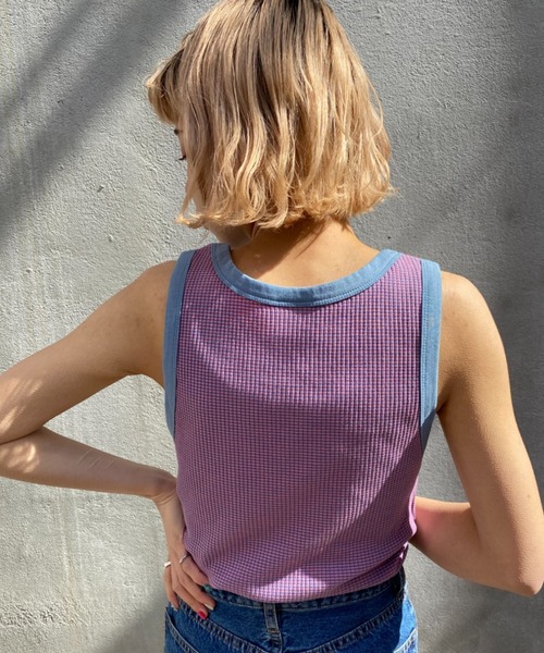 CIAOPANIC（チャオパニック）の「【新色追加】リブボーダータンク（タンクトップ・レディース・キャメル/ピンク/ボルドー/グリーン/イエロー・FREE）」の9枚目の写真