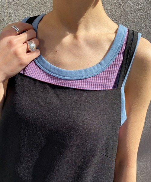 CIAOPANIC（チャオパニック）の「【新色追加】リブボーダータンク（タンクトップ・レディース・キャメル/ピンク/ボルドー/グリーン/イエロー・FREE）」の7枚目の写真